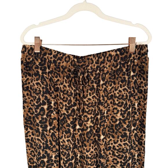 Robert Louis Pants Womens Large Brown Black Animal Print Rayon Pull-on Capri - Picture 2 of 9